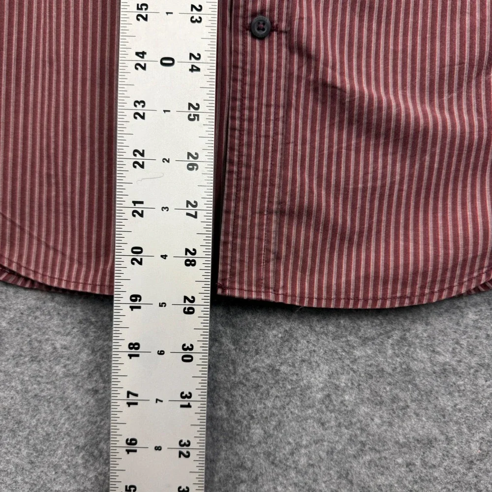 Banana Republic‎ Mens S Burgundy Striped Long Sleeve Button Down Shirt Stretch
